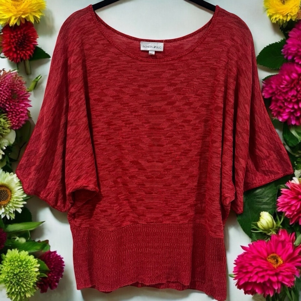 Vintage Y2K‎ Fashion Bug Heather Red Flowy Sleeve Blouse Top Women’s Size M